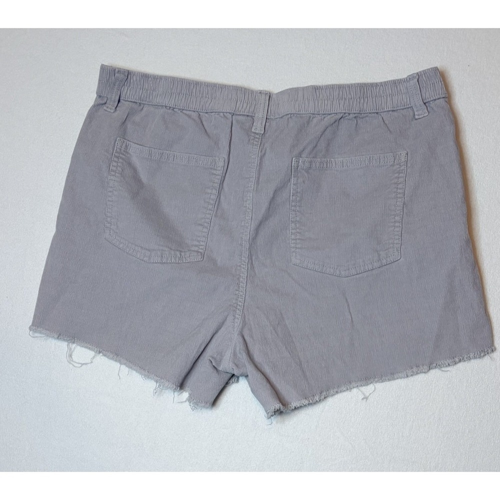 Aerie High Rise Corduroy Shorts Raw Hem Pocket Elastic waist 4" inseam Grey XL - Picture 4 of 10